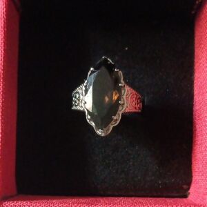EverTrue Brazilian Smoky Quartz 6.60 ctw Solitaire Ring in Stainless Steel (7)